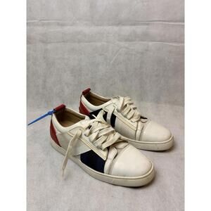 Christian Louboutin Aurelien Sneakers White Red Blue Leather Men’s SZ 41 US 8